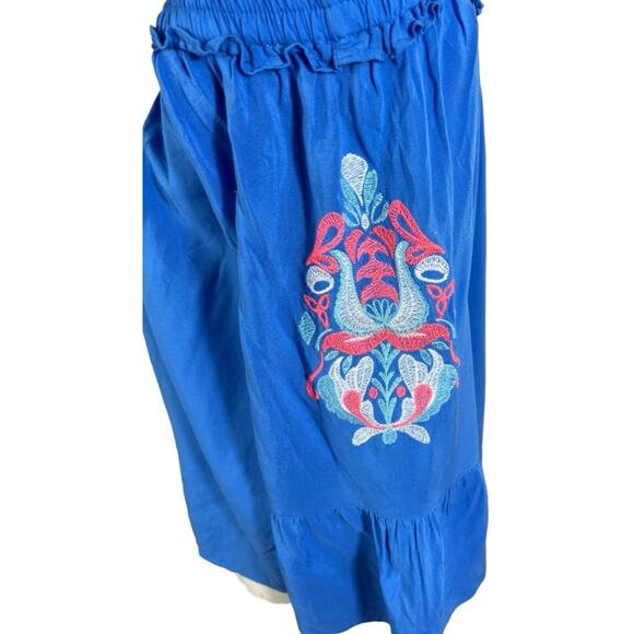 Lilly Pulitzer Moira Off The Shoulder Blue Rayon Embroidered Top Size A - Picture 3 of 9